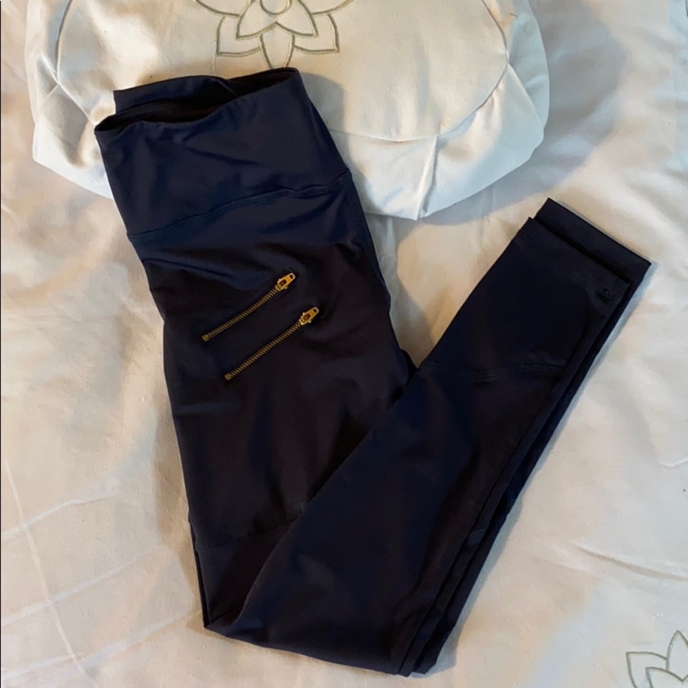Varley palms Tight pants zipper front navy M yoga